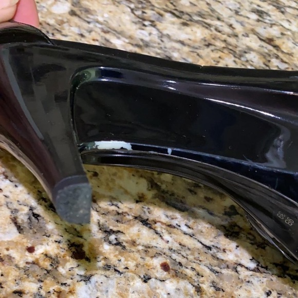 BCBG strappy black patent ankle strap heels - Picture 7 of 8